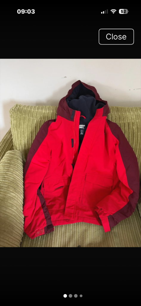 Lands' End Waterproof Jacket – Red/Maroon, Excellent Condition