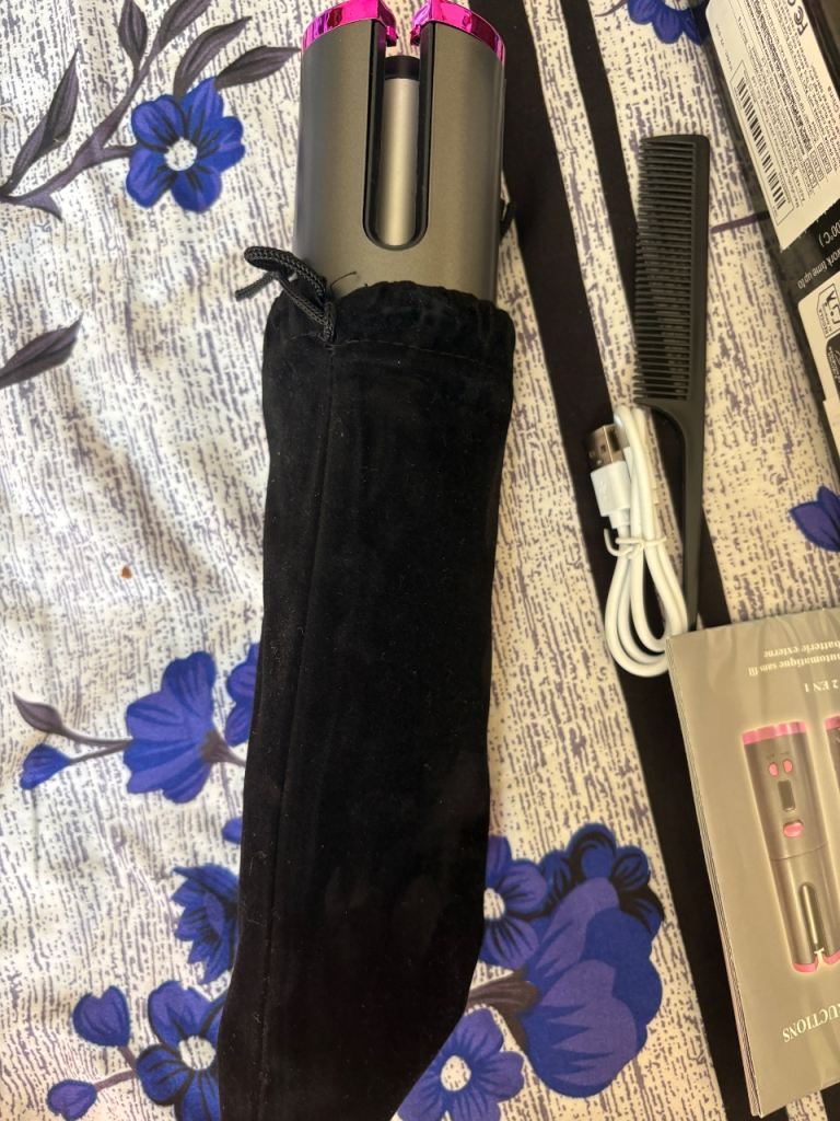 Cordless Automatic Hair Curler - Grey and Pink