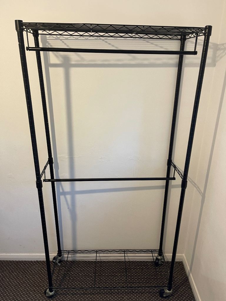 Black metal clothes rail/rack - also one in chrome silver
