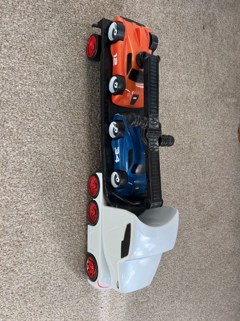 Toy Car Transporter with Two Cars 