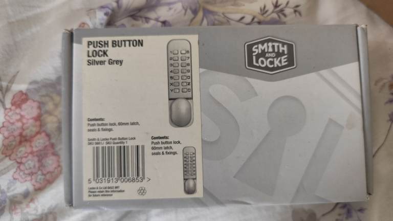 Brand New Smith & Locke Push Button Digital Code Lock – Silver Grey (5661J)