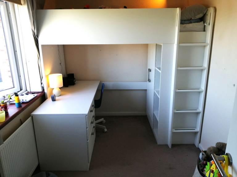 Ikea Smastad cabin / loft bed and four drawer desk