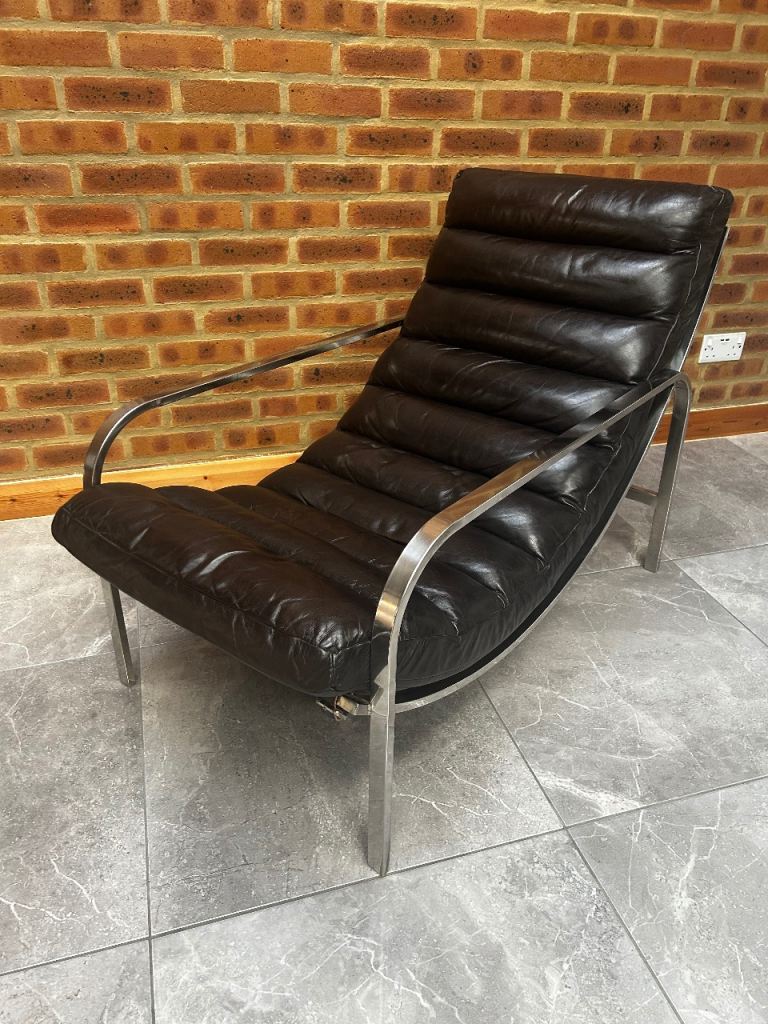 Halo Scott Leather and Chrome Lounge Chair John Lewis