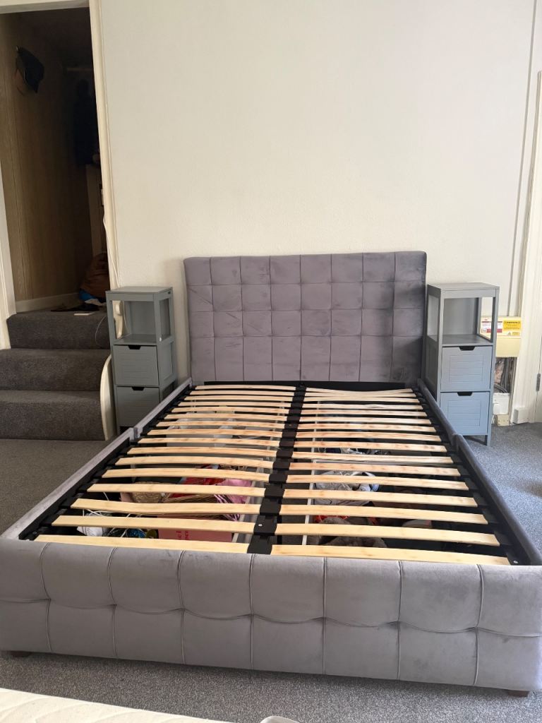 Grey Velvet Ottoman Bed Frame – Storage Bed – Bensons for Beds