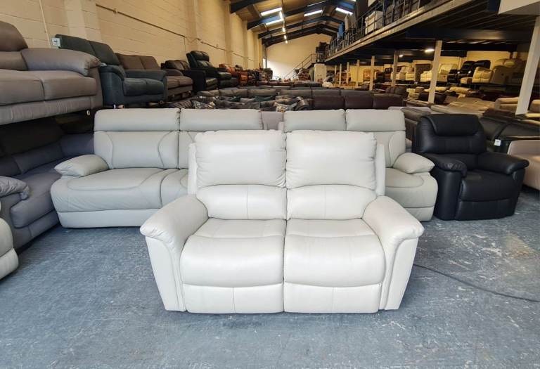 Ex-display La-z-boy Kenny cream leather electric recliner 2 seater sofa