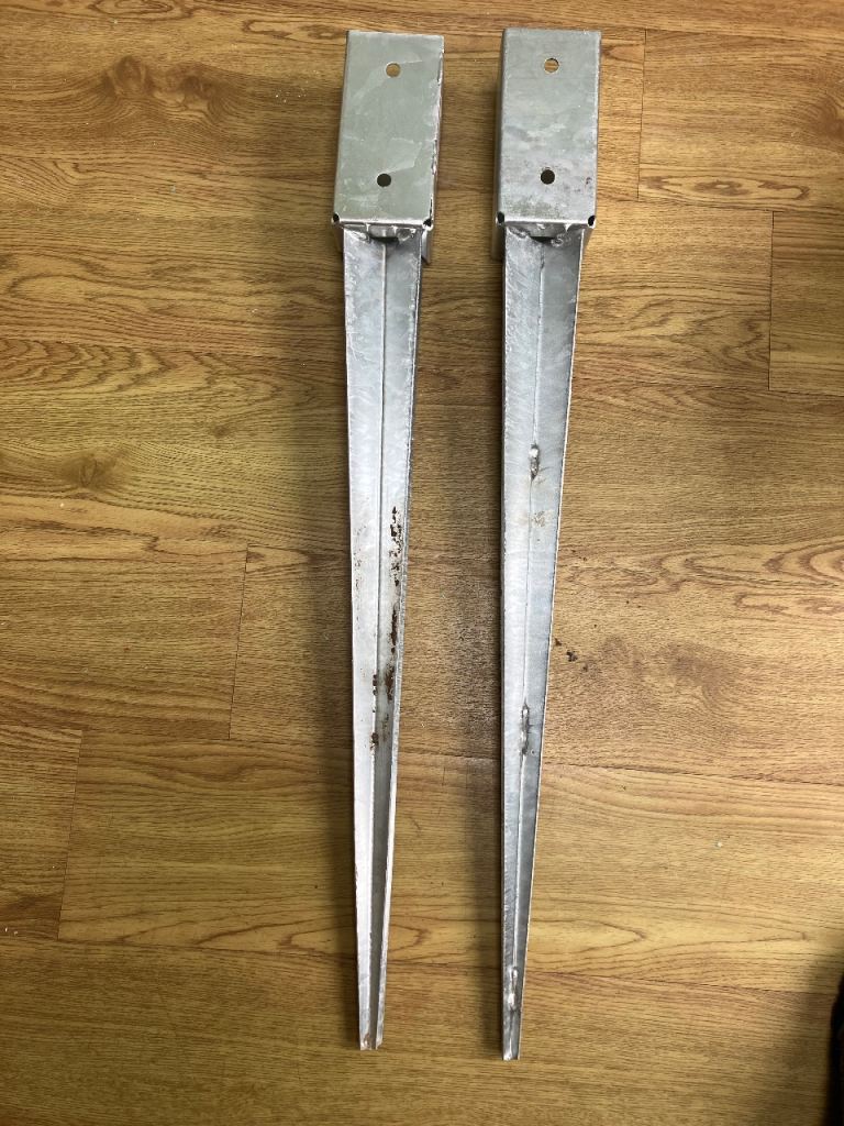 Two Steel Fence Post Anchors/Support Spikes