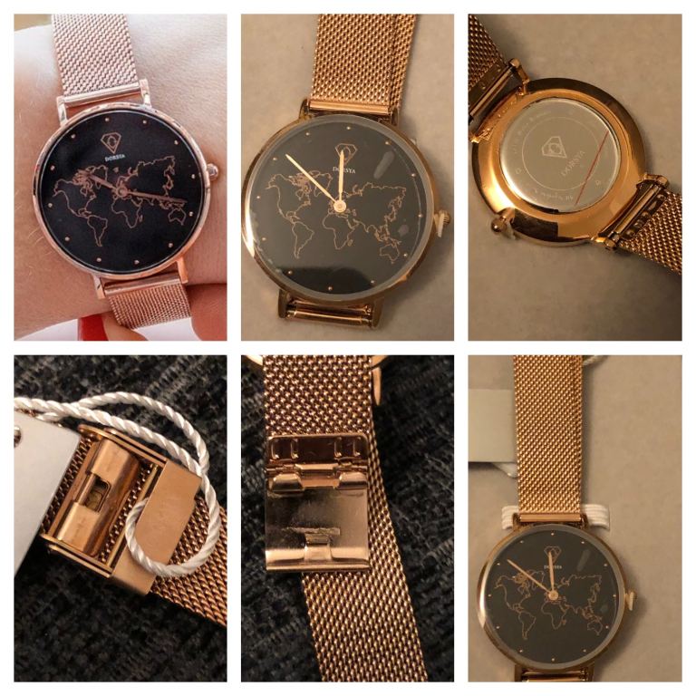 Womans Neptune Map Watch black or gold  new 