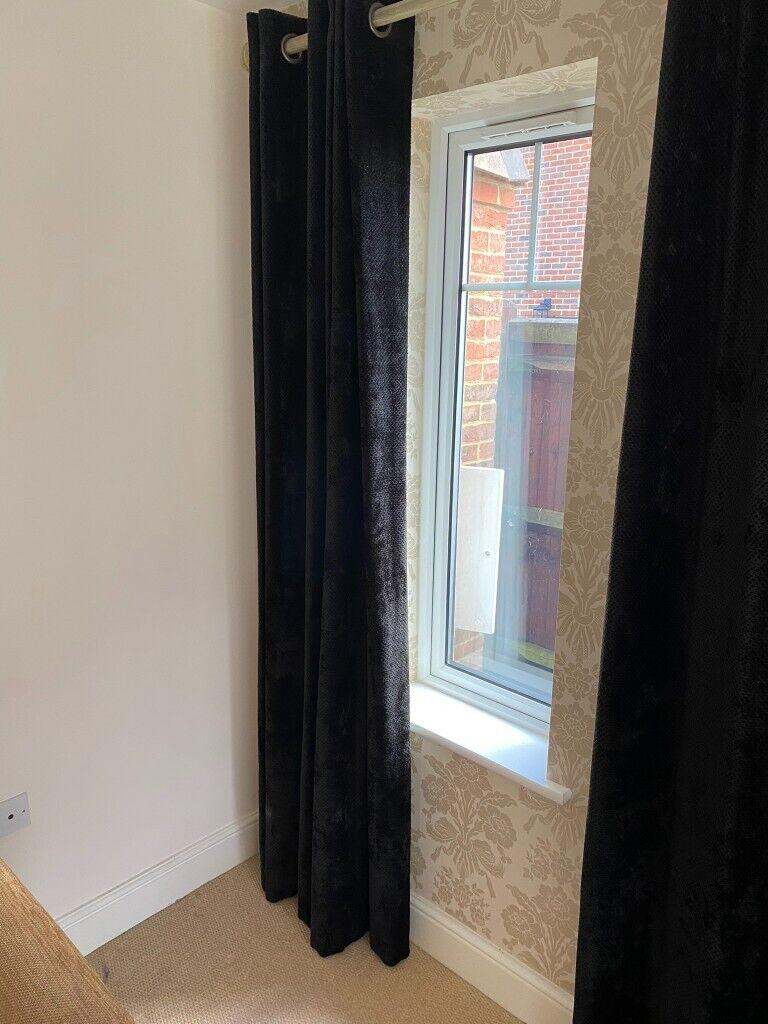 Pair of large black thick double lined, thermal, eye-let curtains!