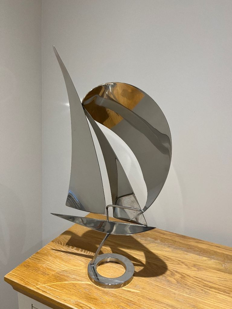 Sail Boat Sculpture in Chrome