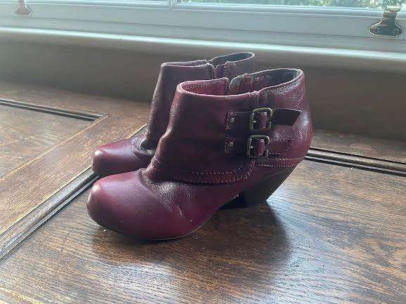 image for Burgundy leather ankle boots