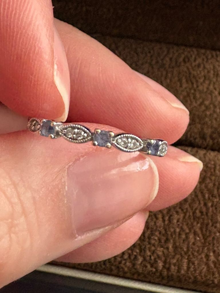 Tanzanite Diamond Ring 9ct White Gold Size 