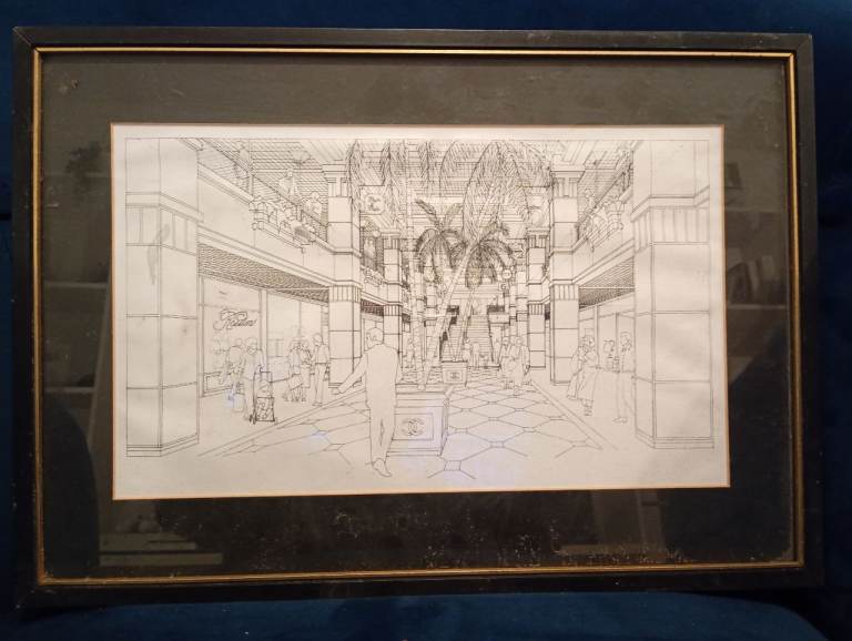 1980s concept picture of a shopping mall