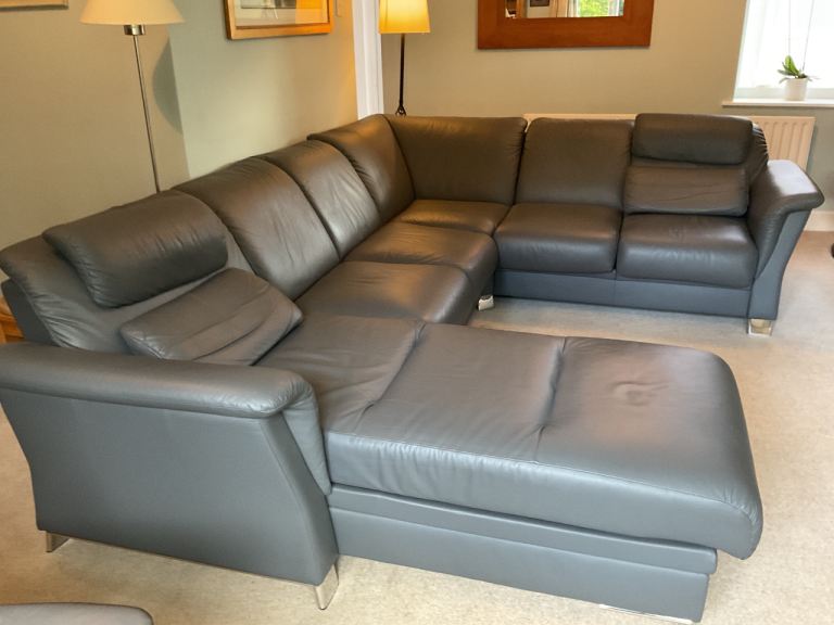 Ekornes Stressless Batick Grey Leather Corner Sofa