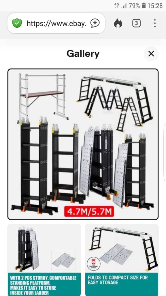 4.7/5.7M 14 IN 1 Multi-Purpose Folding Aluminium Combination Ladder Platform