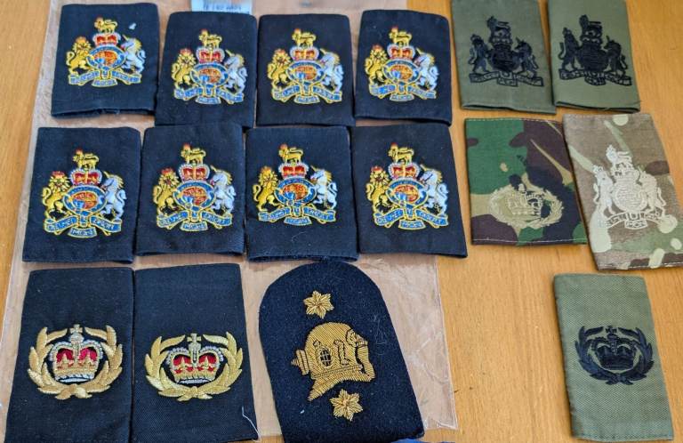 Job Lot Royal Navy & British Army Shoulder Titles + RN Divers Gold Patch