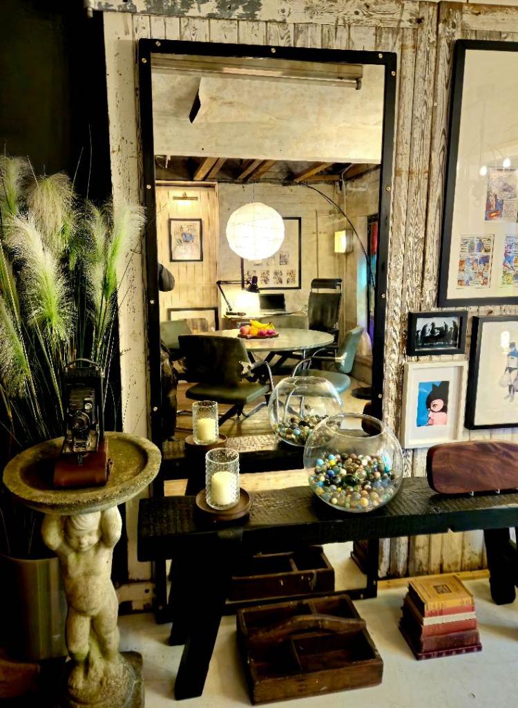 X Large antiqued glass mirror