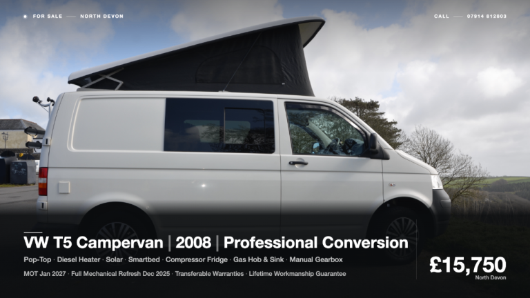 VW T5 SWB Campervan 2008 | Professional Conversion | Pop-Top | North Devon