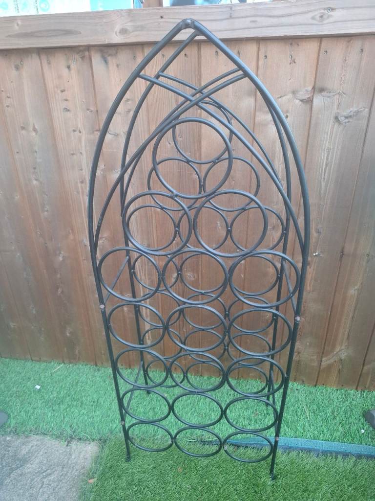 Black Metal Wine Rack - Holds 24 Bottles, Good Condition