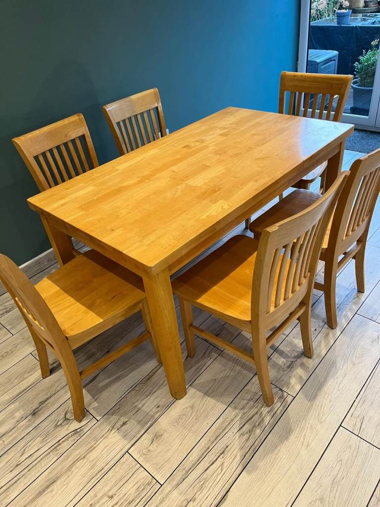 Solid malaysian wooden table and chairs