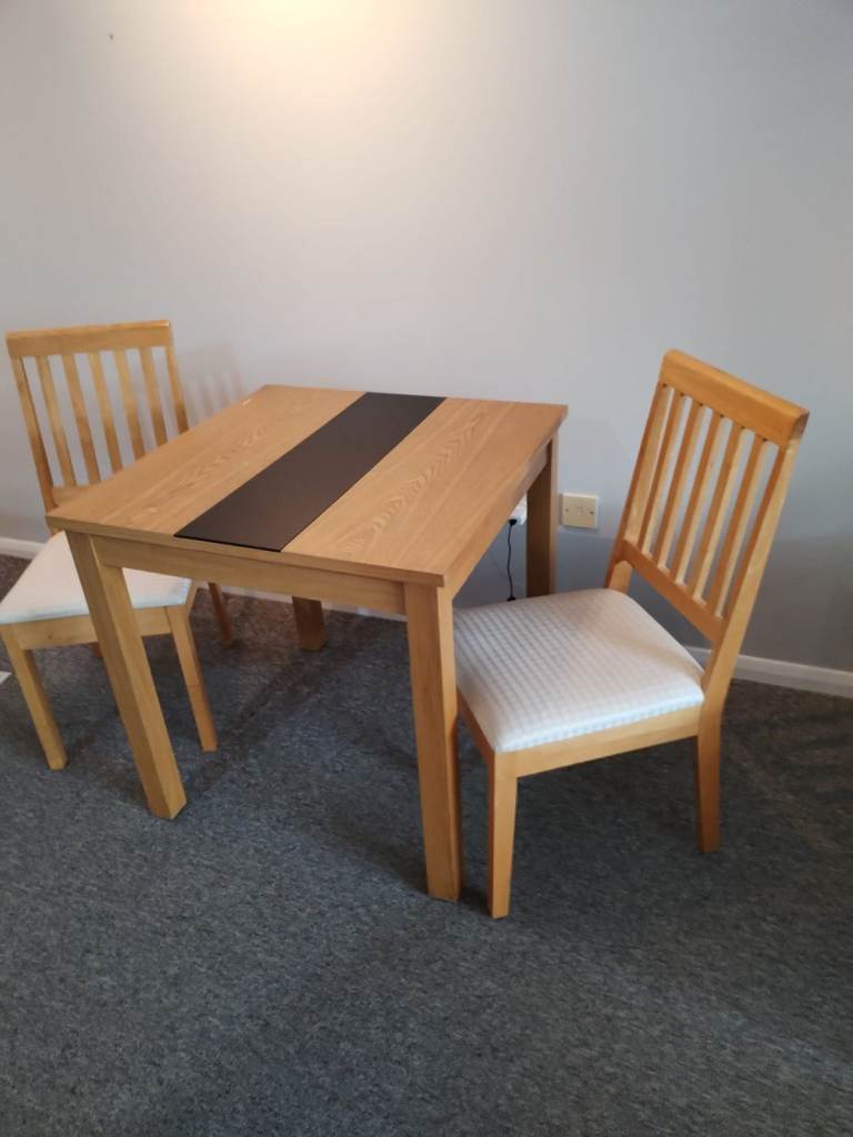 Pine table and 2 x chairs 