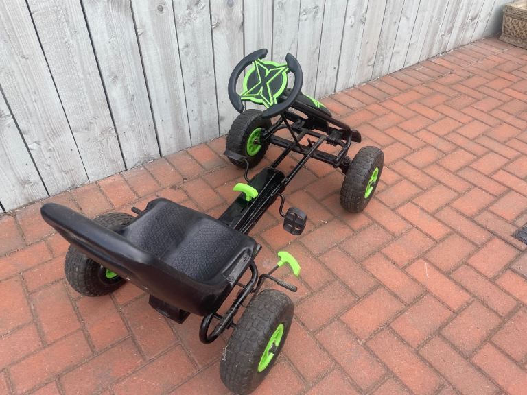 Black and Green Kids Pedal Go-Kart – Good Condition