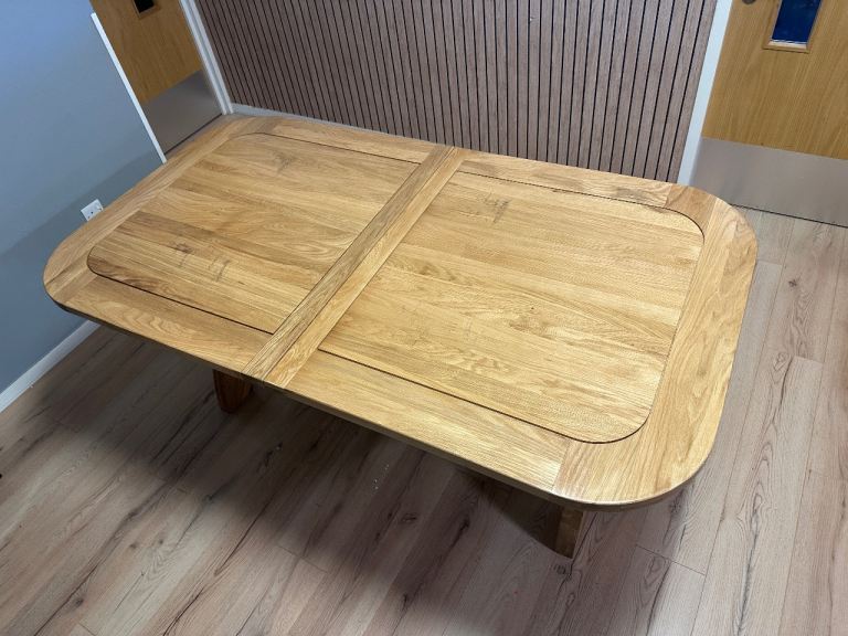 Oak Furnitureland - Hercules Solid Natural Oak Extending 10 or 12 Seator Dinning Table