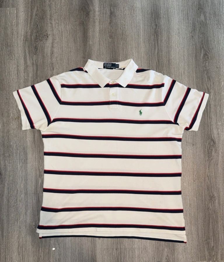 Polo by Ralph Lauren Striped Polo Shirt White Navy Red XXL Mens