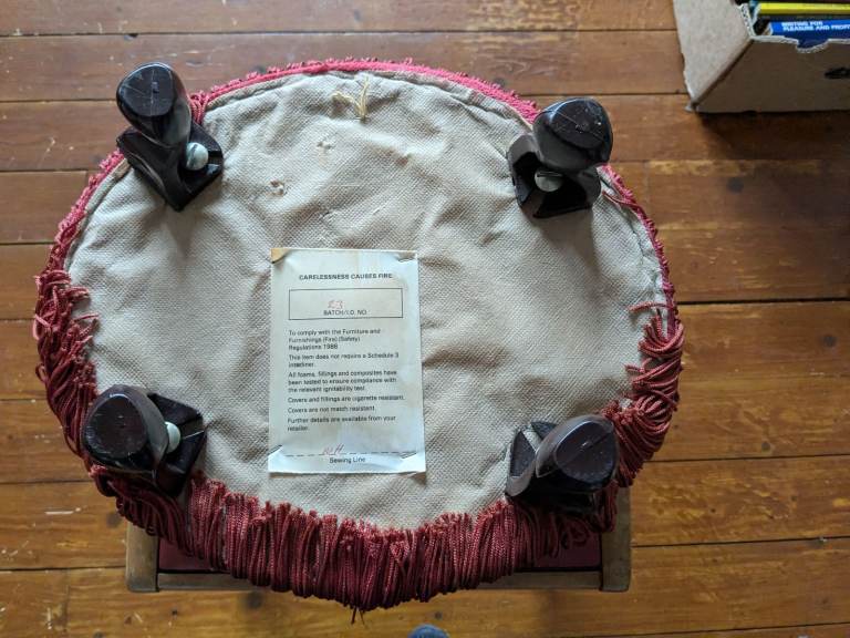 Vintage Fringed Velvet Footstool Retro 