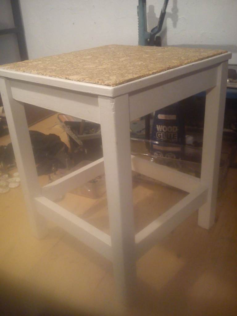 Vintage pine stool with cork top.