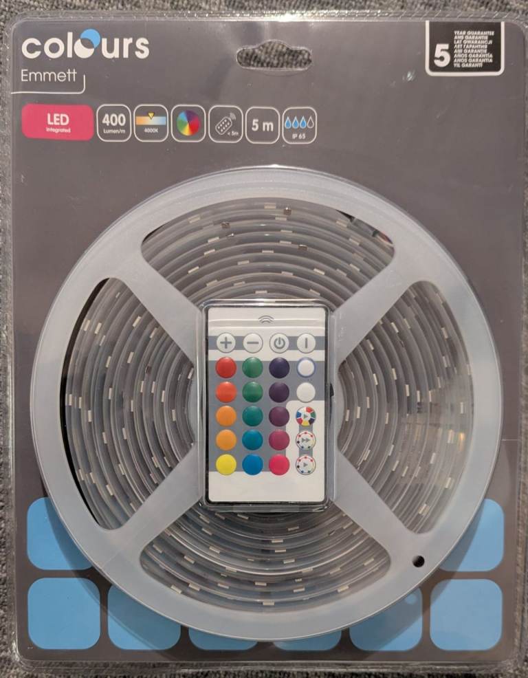 Colours Emmett 5m LED Multicolour Strip Light – Brighten Up Your Space! Brand New 