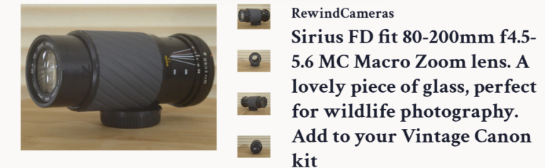 Sirius FD fit Macro 80-200 mill zoom lens £15