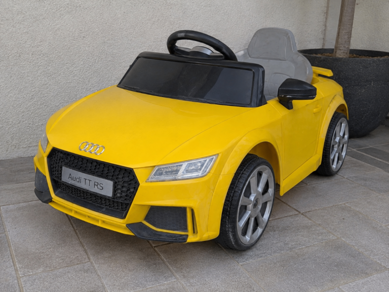 Audi TT RS Kids Electric Ride-On Car – Yellow – Charger & Remote Control