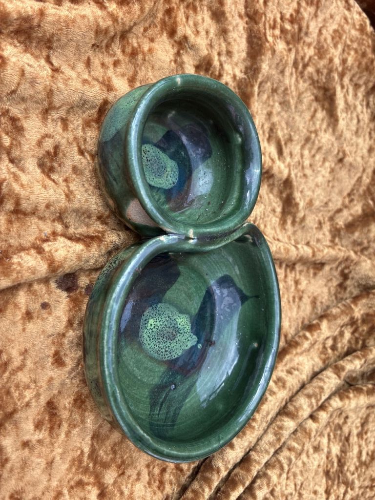 Lovely Pair of Handmade Green Ceramic Bowl