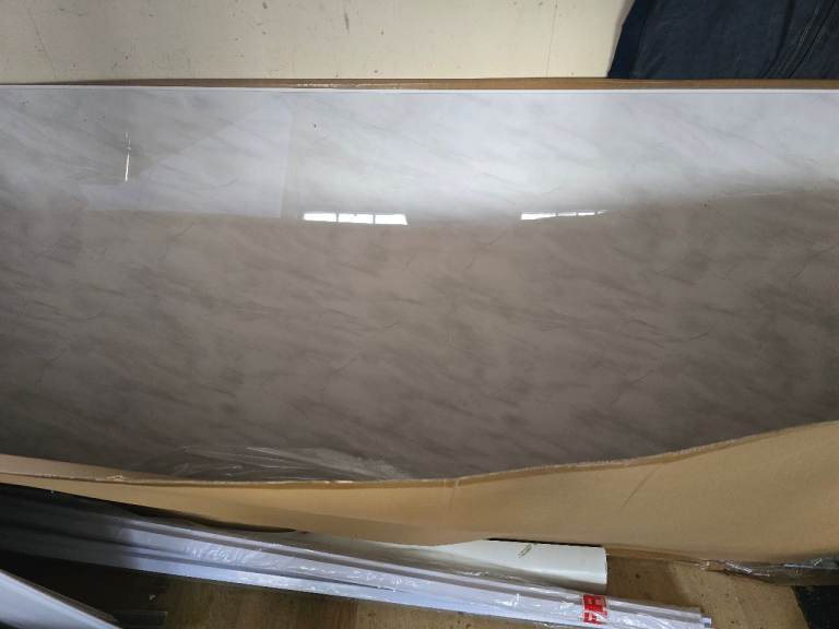 New wall panel light marble grey shower water proof 2400 1000 10mm 3 showerwall interior chrome trim