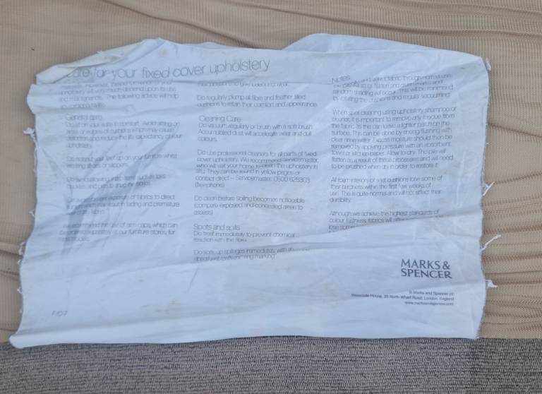 DELIVERY INCLUDED VGC MARKS AND SPENCER large 2 to 3 seater beige ribbed cotton fabric sofa 