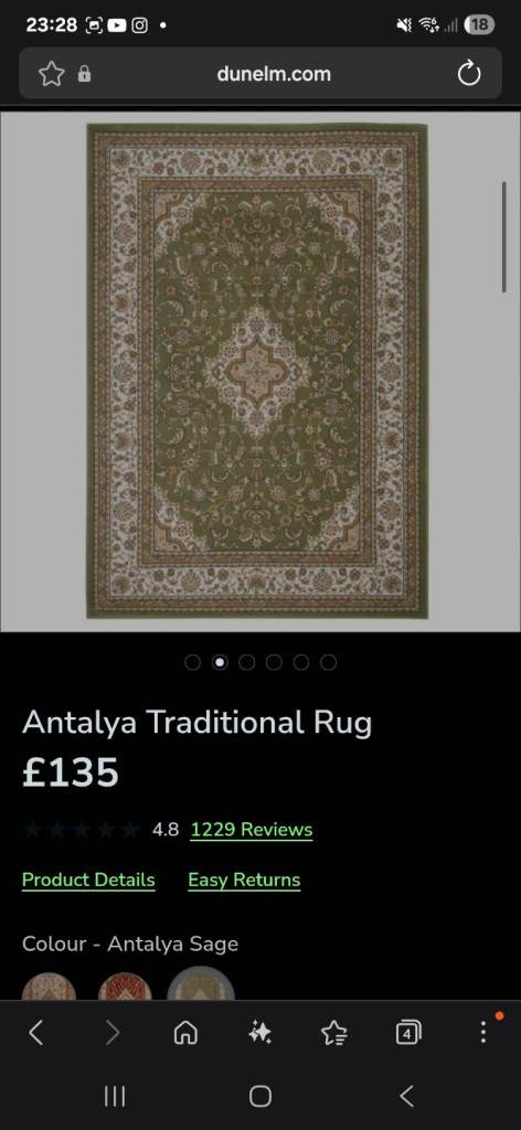 Dunelm rug still £135 online new in pack