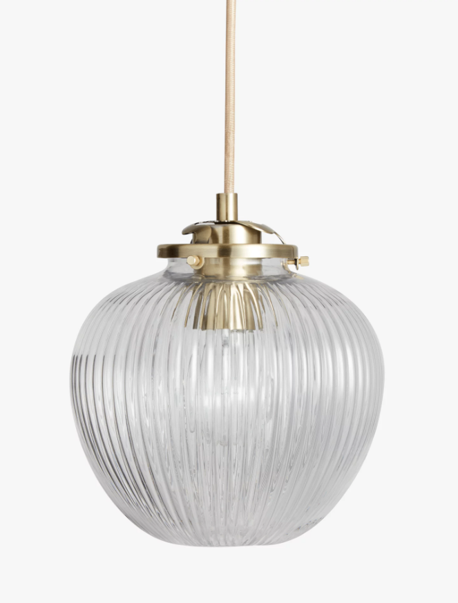 Glass ceiling light, brass, from John Lewis