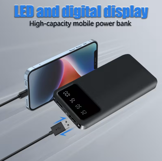 High-Capacity Mobile Power Bank with LED Display