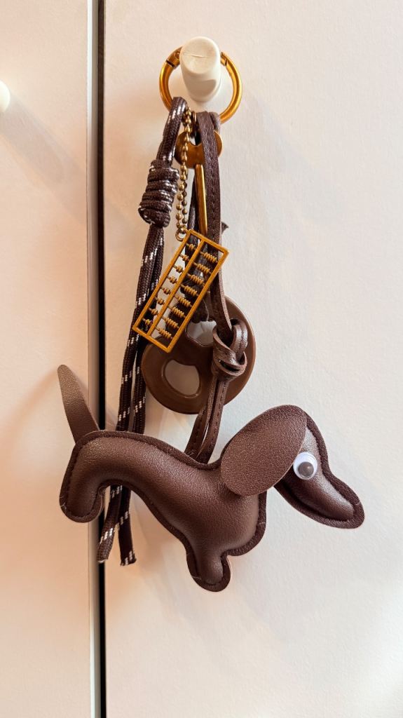 Cute Brown Dachshund Dog Bag Charm | Faux Leather Keychain | Bag Accessory (New)
