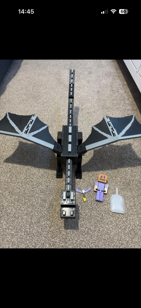 Minecraft Ender Dragon Toy with Figures – Good Condition