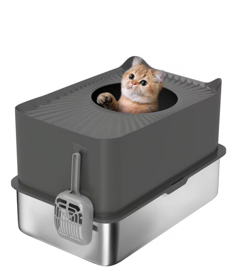 Cat Litter Box Stainless Steel Enclosed
