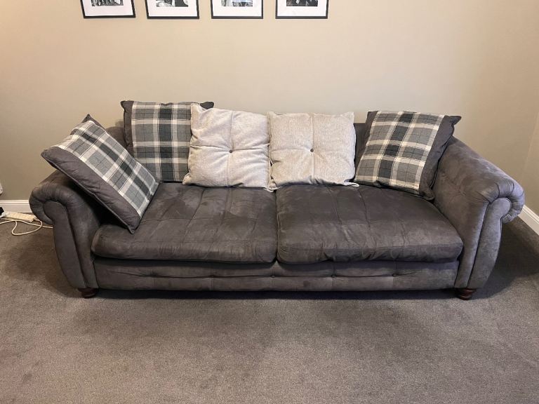 Grey 3 seater sofa and chair 