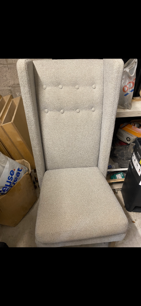 Grey Fabric Dining Chair with High Back – Good Condition