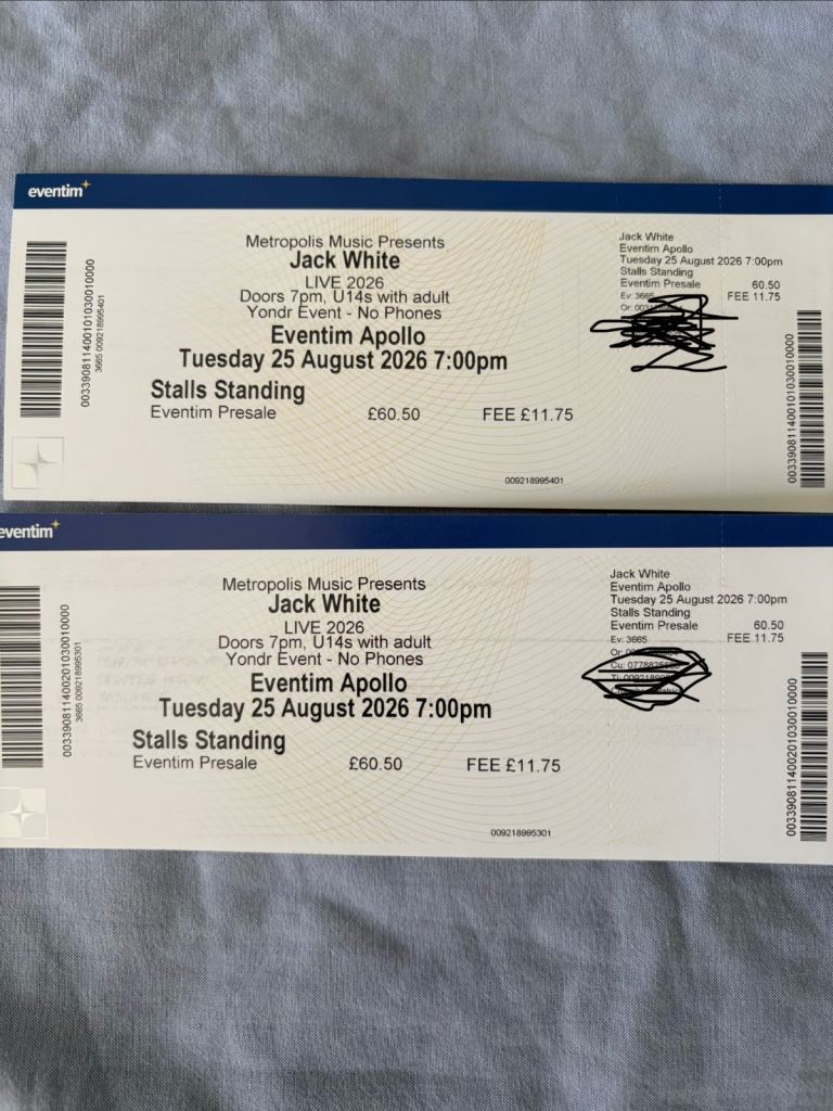 Jack White Concert Tickets x2 Standing - Eventim Apollo, London