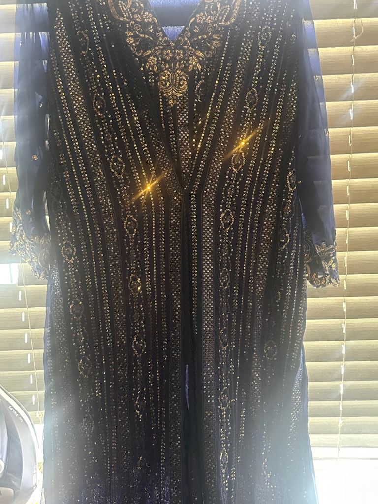 Stunning Navy Blue Embellished Dress – As Good As New