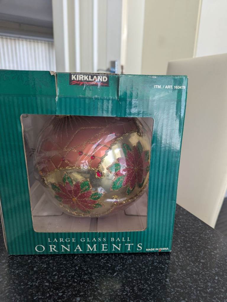 Kirkland Large Glass Ball Ornament – New in Box
