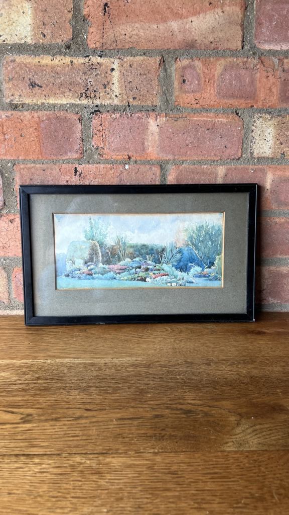 1917 Antique Watercolour Painting Depicting Alpine Rock Garden