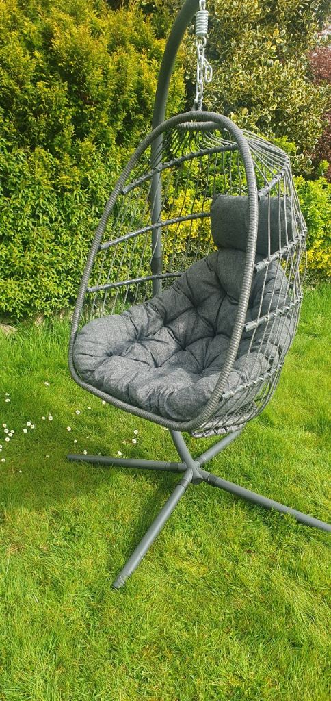 Hanging garden egg chairs - folding for storage - 2 available