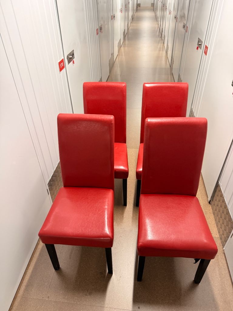 Set of Four Red Dining Chairs – Almost New Condition