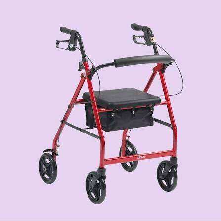 Drive Medical Red Rollator Walker with Seat and Storage